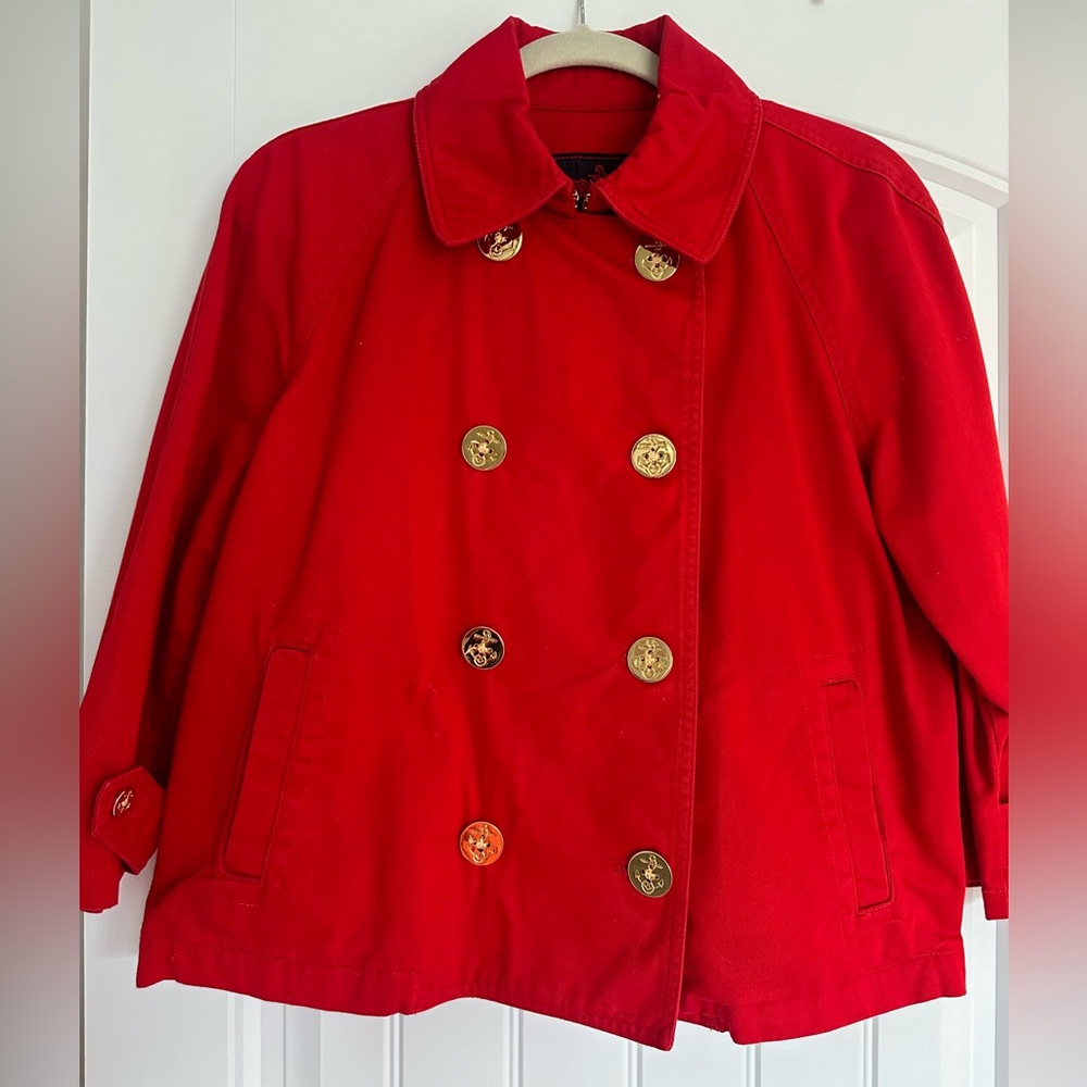 NWOT women’s Ralph Lauren jeans co. nautical red jacket pea coat large a-line L